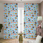 Kawaii Japanese Sushi Pattern Print Blackout Pencil Pleat Curtains