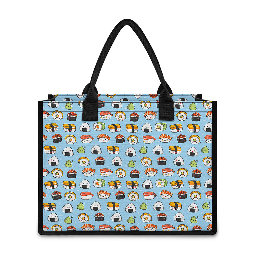 Kawaii Japanese Sushi Pattern Print Canvas Tote Bag