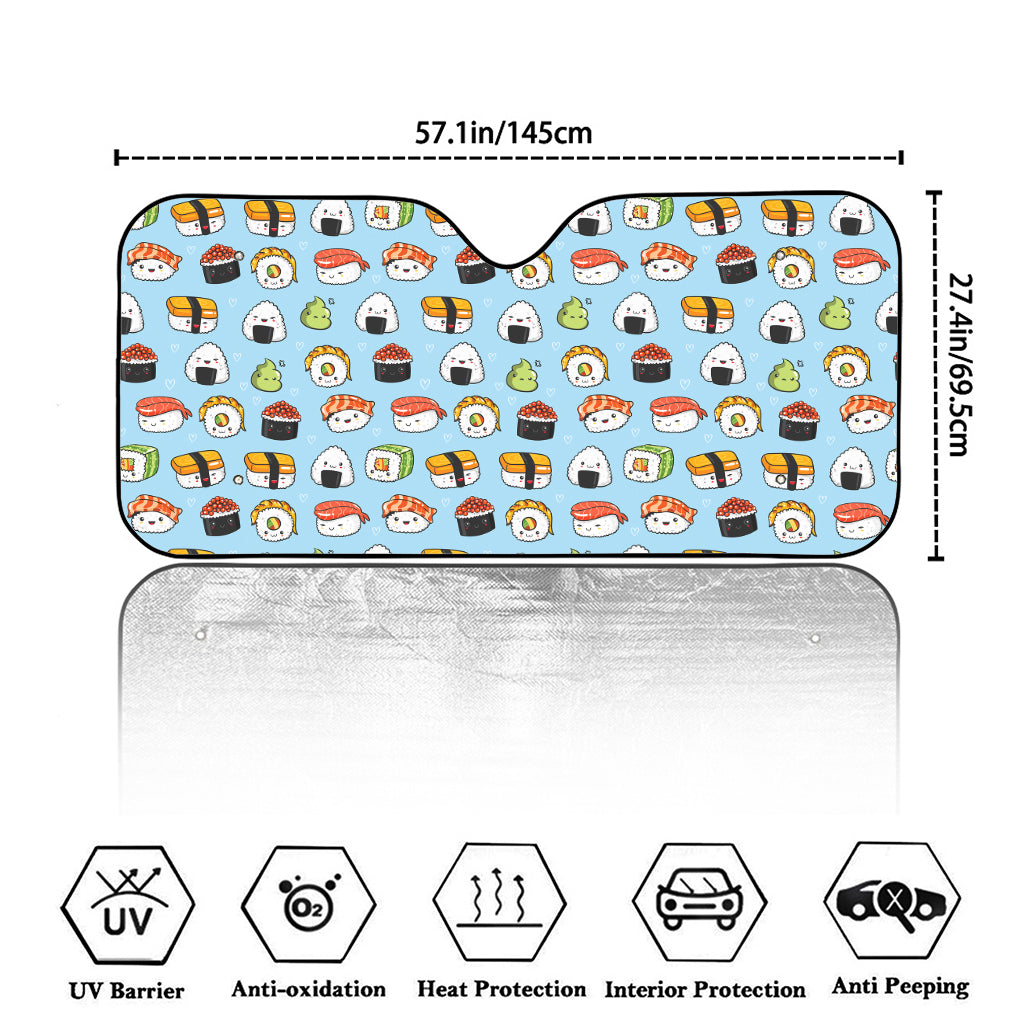 Kawaii Japanese Sushi Pattern Print Car Windshield Sun Shade