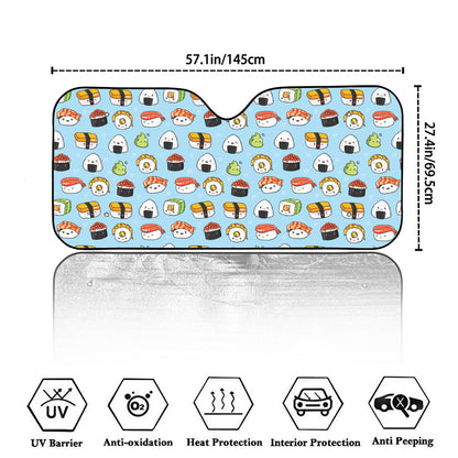 Kawaii Japanese Sushi Pattern Print Car Windshield Sun Shade
