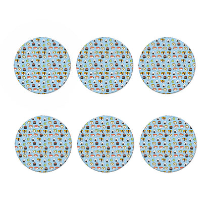 Kawaii Japanese Sushi Pattern Print Coaster Set