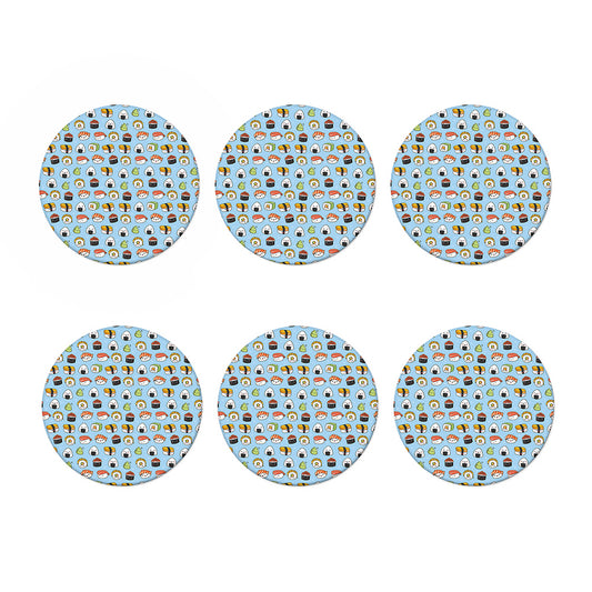 Kawaii Japanese Sushi Pattern Print Coaster Set