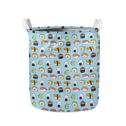 Kawaii Japanese Sushi Pattern Print Collapsible Laundry Basket