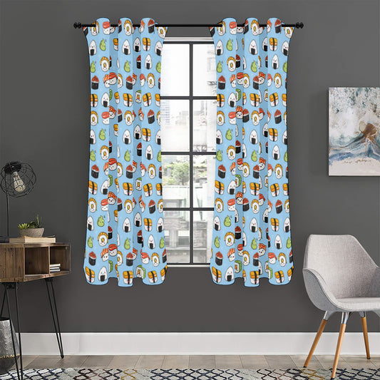 Kawaii Japanese Sushi Pattern Print Curtain