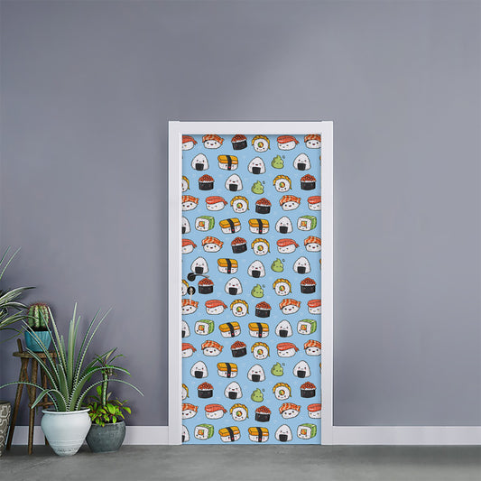 Kawaii Japanese Sushi Pattern Print Door Sticker