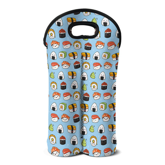 Kawaii Japanese Sushi Pattern Print Double Neoprene Wine Tote