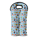Kawaii Japanese Sushi Pattern Print Double Neoprene Wine Tote