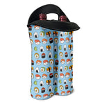 Kawaii Japanese Sushi Pattern Print Double Neoprene Wine Tote