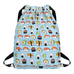 Kawaii Japanese Sushi Pattern Print Drawstring Backpack