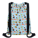 Kawaii Japanese Sushi Pattern Print Drawstring Backpack