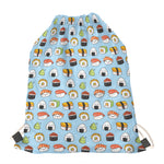 Kawaii Japanese Sushi Pattern Print Drawstring Bag