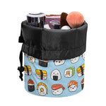 Kawaii Japanese Sushi Pattern Print Drawstring Makeup Bag