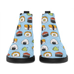 Kawaii Japanese Sushi Pattern Print Flat Ankle Boots