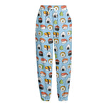 Kawaii Japanese Sushi Pattern Print Fleece Lined Knit Pants