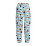 Kawaii Japanese Sushi Pattern Print Fleece Lined Knit Pants