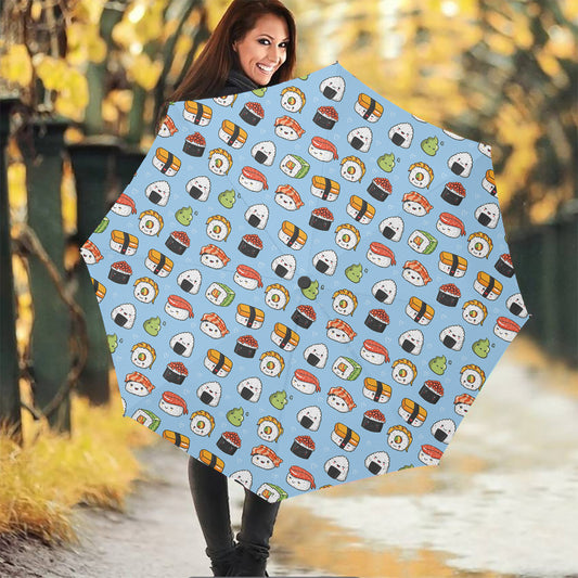 Kawaii Japanese Sushi Pattern Print Foldable Umbrella