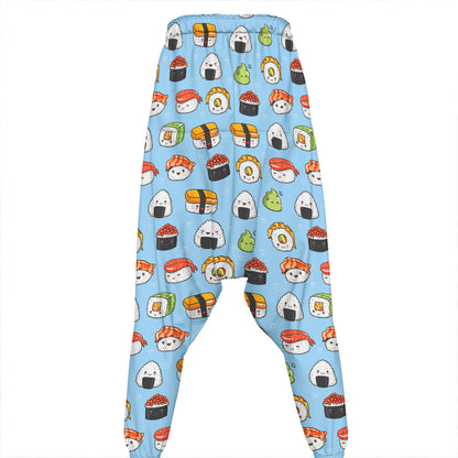 Kawaii Japanese Sushi Pattern Print Hammer Pants