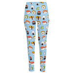 Kawaii Japanese Sushi Pattern Print High-Waisted Pocket Leggings