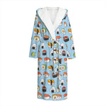Kawaii Japanese Sushi Pattern Print Hooded Bathrobe