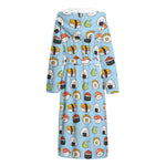 Kawaii Japanese Sushi Pattern Print Hooded Bathrobe