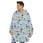Kawaii Japanese Sushi Pattern Print Hoodie Blanket