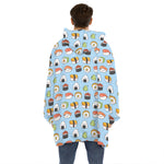 Kawaii Japanese Sushi Pattern Print Hoodie Blanket