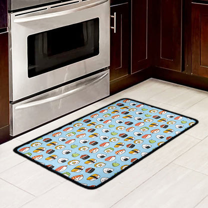 Kawaii Japanese Sushi Pattern Print Kitchen Mat
