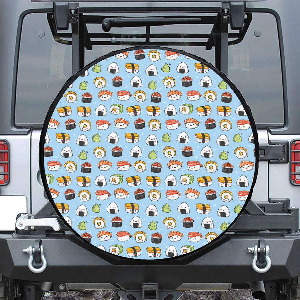 Kawaii Japanese Sushi Pattern Print Leather Spare Tire Cover