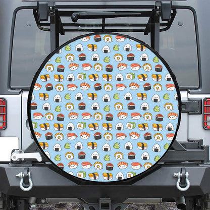 Kawaii Japanese Sushi Pattern Print Leather Spare Tire Cover