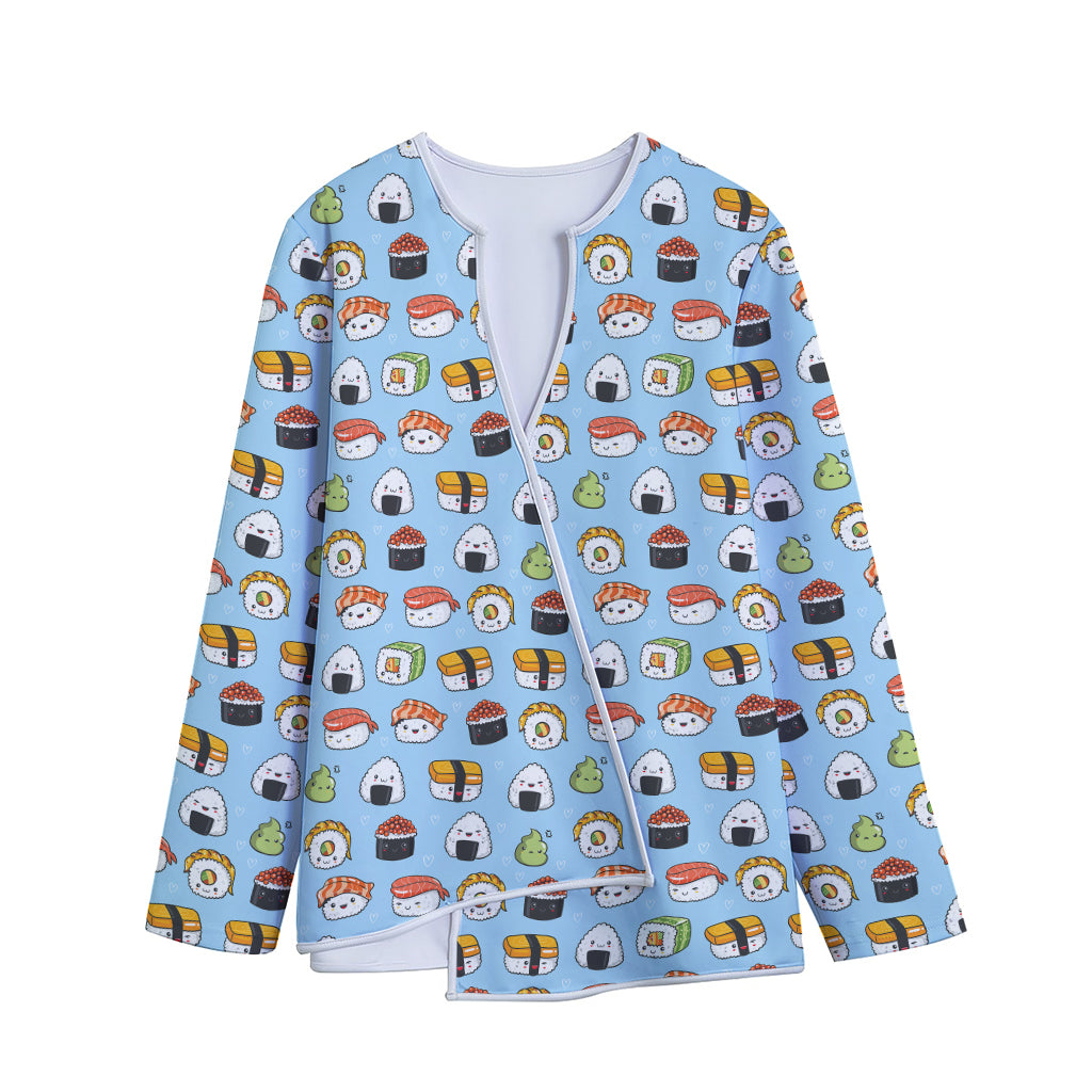 Kawaii Japanese Sushi Pattern Print Long Sleeve Short Coat