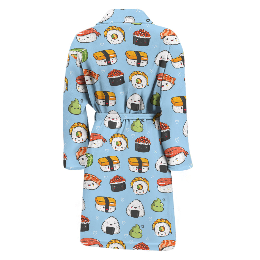Kawaii Japanese Sushi Pattern Print Men's Bathrobe
