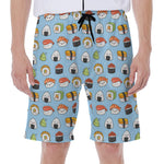 Kawaii Japanese Sushi Pattern Print Men's Beach Shorts