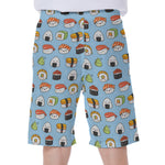 Kawaii Japanese Sushi Pattern Print Men's Beach Shorts