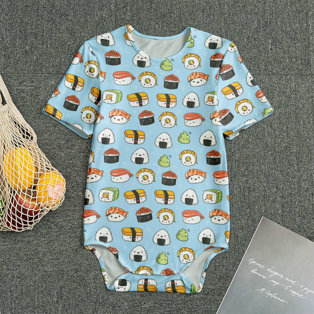 Kawaii Japanese Sushi Pattern Print Men's Bodysuit
