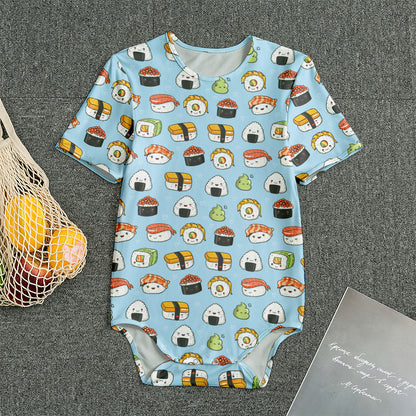 Kawaii Japanese Sushi Pattern Print Men's Bodysuit