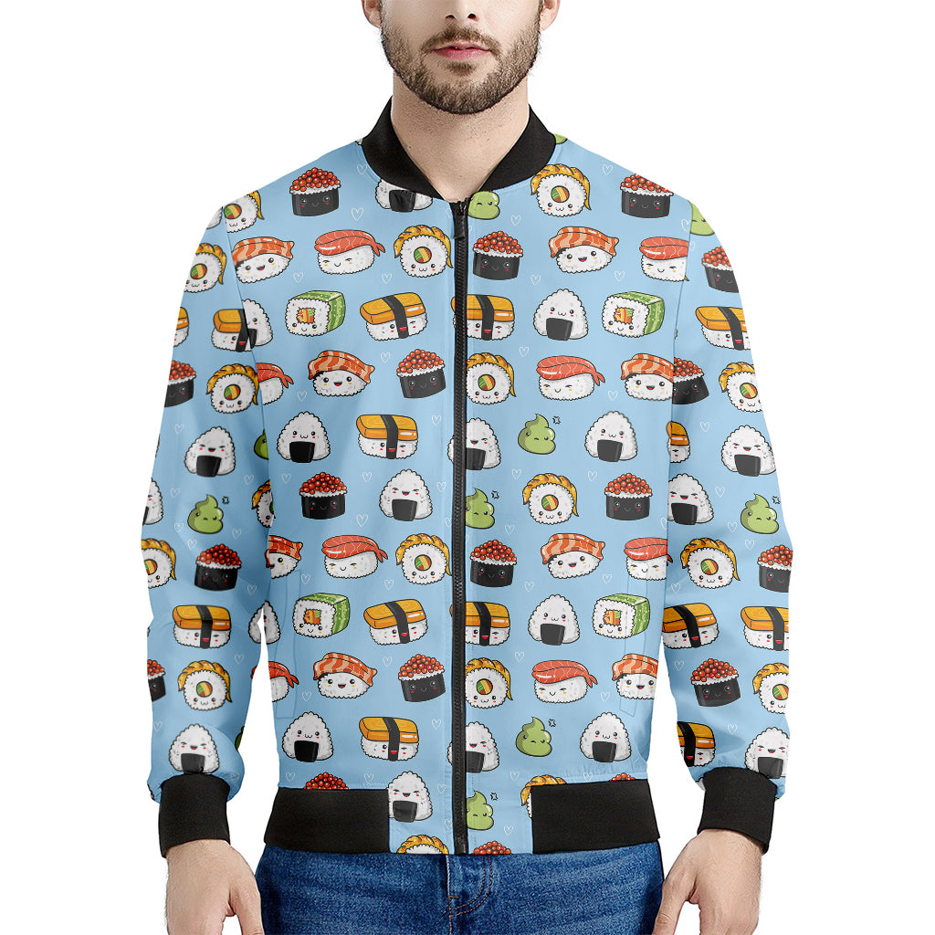 Kawaii Japanese Sushi Pattern Print Men's Bomber Jacket