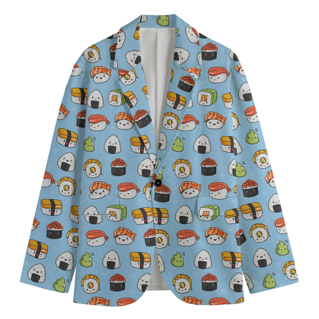 Kawaii Japanese Sushi Pattern Print Men's Cotton Blazer
