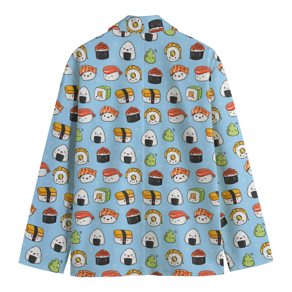 Kawaii Japanese Sushi Pattern Print Men's Cotton Blazer