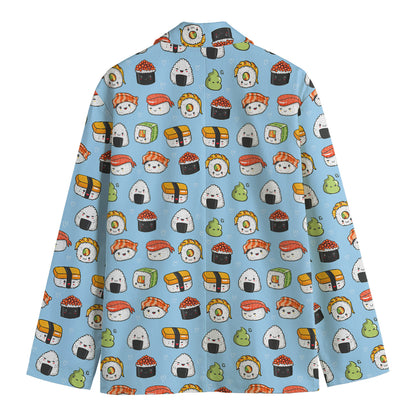 Kawaii Japanese Sushi Pattern Print Men's Cotton Blazer
