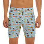Kawaii Japanese Sushi Pattern Print Men's Long Boxer Briefs
