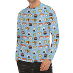 Kawaii Japanese Sushi Pattern Print Men's Long Sleeve Rash Guard