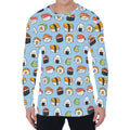 Kawaii Japanese Sushi Pattern Print Men's Long Sleeve T-Shirt