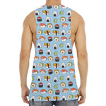Kawaii Japanese Sushi Pattern Print Men's Muscle Tank Top