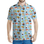 Kawaii Japanese Sushi Pattern Print Men's Polo Shirt
