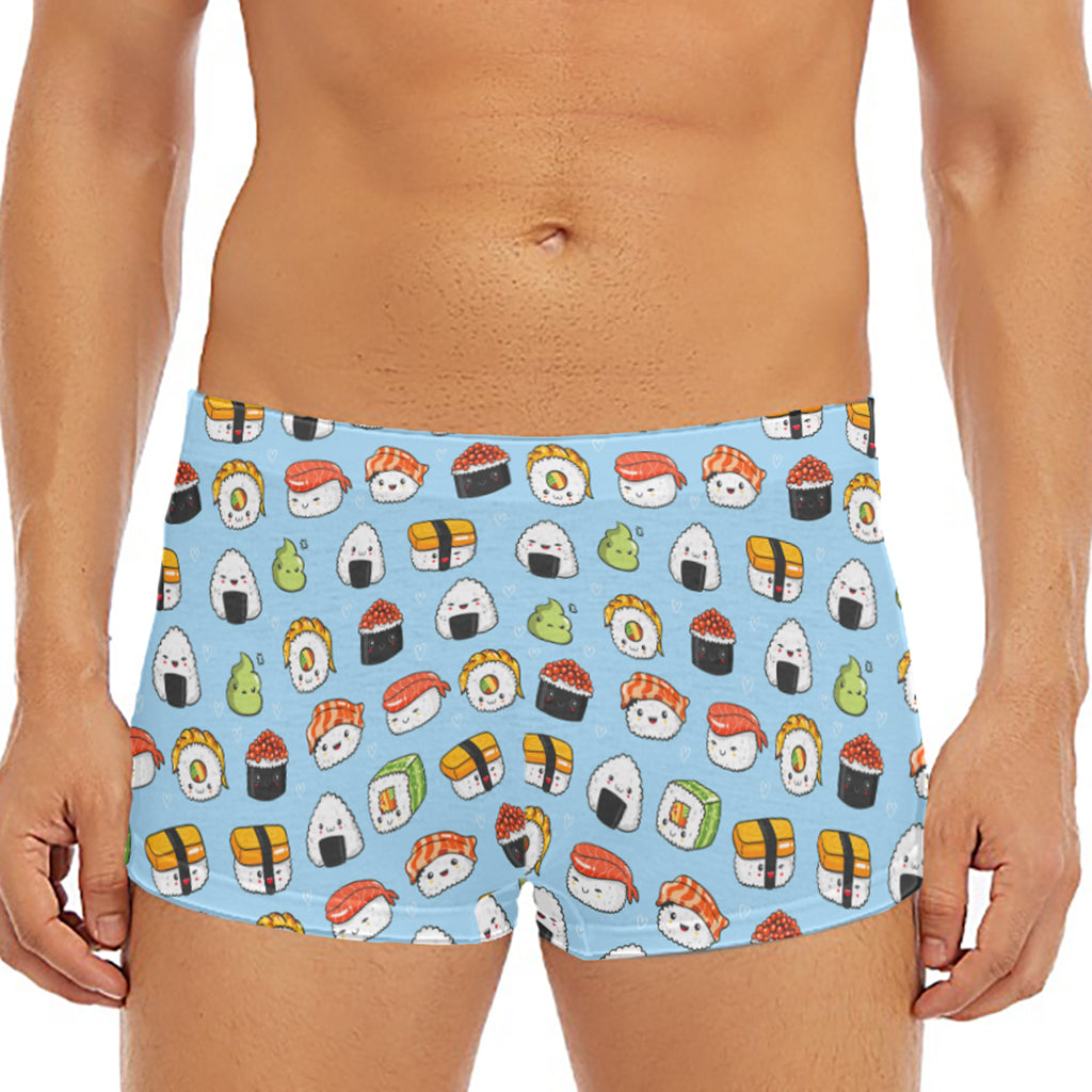 Kawaii Japanese Sushi Pattern Print Men's Short Boxer Briefs