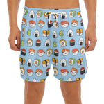 Kawaii Japanese Sushi Pattern Print Men's Split Running Shorts