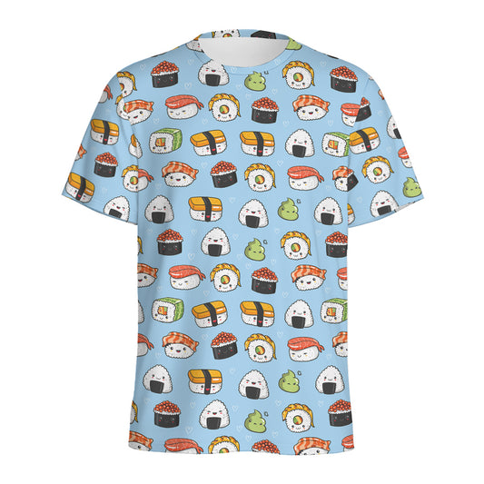 Kawaii Japanese Sushi Pattern Print Men's Sports T-Shirt