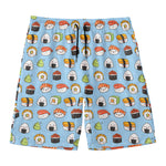 Kawaii Japanese Sushi Pattern Print Men's Swim Trunks