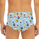 Kawaii Japanese Sushi Pattern Print Men's Triangle Swim Briefs