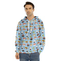 Kawaii Japanese Sushi Pattern Print Men's Velvet Pullover Hoodie